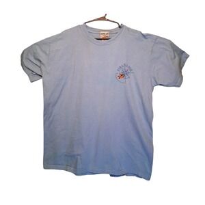Piranha Joe Paradise Island Bahamas Compass Fish T Shirt Men's XXLarge Baby Blue